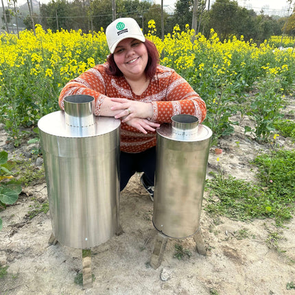 two different sizes of biochar kilns from biochar station